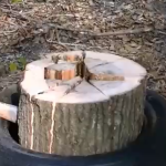 Splitting wood with a tire? This trick saves a lot of work.