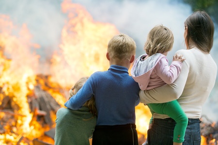 building burning family safe ways